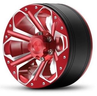1.9&quot; Aluminum Beadlock Wheels  - Petal 6 Style (4) (Red)