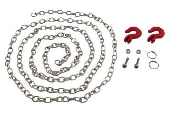 1/10 RC Crawler Accessories Tow Chain with Red Hooks, Silver Chain: 890mm