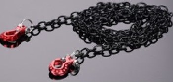 1/10 RC Crawler Accessories Tow Chain with Premium Red Hooks, Black Chain: 890mm