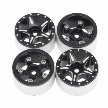 1.0&quot; CNC Aluminum Starfish-Pro Beadlock Wheels (4)(Black)