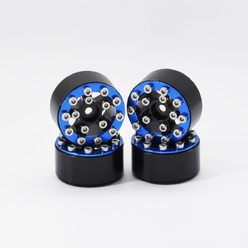 1.0&quot; CNC Aluminum Screws-Style Beadlock Wheels (4)(Blue)