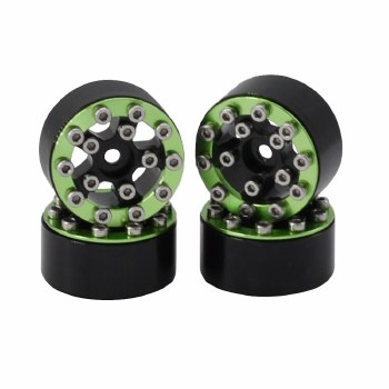 1.0&quot; CNC Aluminum Screws-Style Beadlock Wheels (4)(Green)