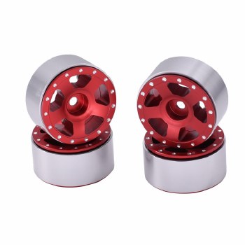 1.0&quot; CNC Aluminum Starfish Colorful Beadlock Wheels (4)(Red)