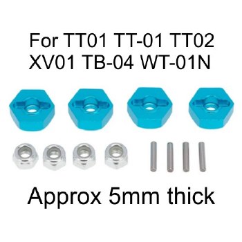 12MM Aluminum Hexes for TT-01/02, XV-01 etc - 4PCS
