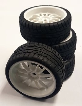 1/10 Rubber Onroad Tire &amp; wheels.
3mm offset
** TIRES ARE NOT GLUED TO WHEELS **