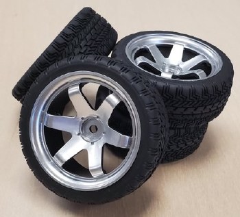 1/10 Rubber Onroad Tire &amp; wheels.
6mm offset
** TIRES ARE NOT GLUED TO WHEELS **