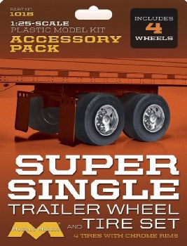 Moebius 1/25 Super Single Trailer Wheels/Tires Set 4 pack