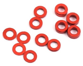 Aluminum Ball Stud Washer Set (Red) (12) (0.5mm, 1.0mm &amp; 2.0mm)