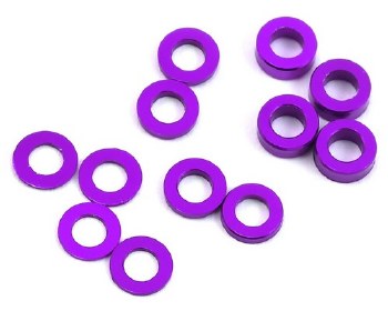 Aluminum Ball Stud Washer Set (Purple) (12) (0.5mm, 1.0mm &amp; 2.0mm)