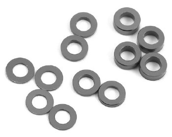 Aluminum Ball Stud Washer Set (Grey) (12) (0.5mm, 1.0mm &amp; 2.0mm)