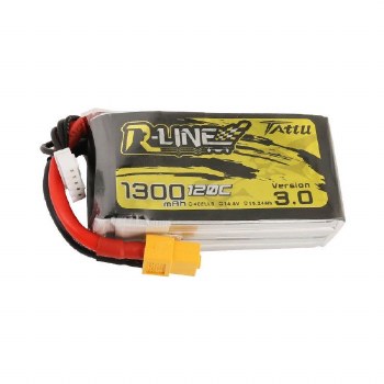 Tattu R-Line Version 3.0 1300mAh 14.8V 120C 4S1P Lipo Battery Pack with XT60 Plug 77x38.5x27mm