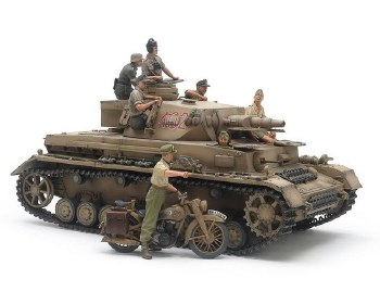 1/35 German Tank Panzerkampfwagen IV Ausf.F &amp; Motorcycle Set North Africa LIMITED EDITION