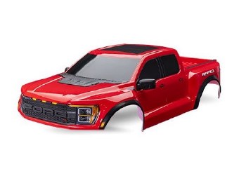 Traxxas Body, Ford Raptor R, Complete (Red) (Includes Grille, Tailgate Trim, Side Mirrors, Decals, &amp;