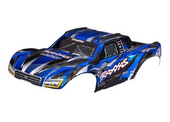 Traxxas Body, Maxx Slash, blue (painted)/ decal sheet (assembled with body support, body plastics, &amp;