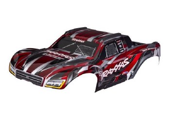 Traxxas Body, Maxx Slash, red (painted)/ decal sheet (assembled with body support, body plastics, &amp;