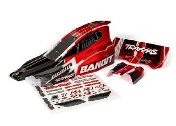 Traxxas Body, Bandit (Also Fits Bandit VXL), Black &amp; Red (Painted, Decals Applied)