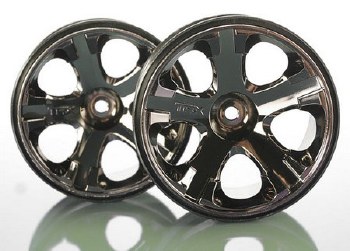 Traxxas 12mm Hex Wheels, All-Star 2.8&quot; (black chrome) (nitro rear/ electric front) (2)