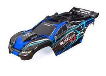 Traxxas Body Rustler 4X4 Blue (Painted Decals Applied) (Assembled With Front &amp; Rear Body Mounts And
