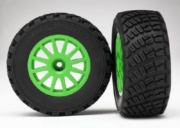 raxxas Tires &amp; wheels, assembled, glued (Green wheels, BFGoodrich Rally, gravel pattern, S1 compound