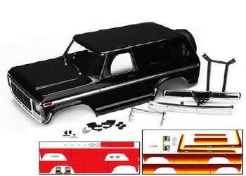 Body, Ford Bronco, complete (black) (includes front and rear bumpers, push bar, rear body mount, gri