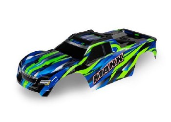 Traxxas Body, Maxx V2, green (painted, decals applied) (fits Maxx V2 with extended chassis (352mm wh