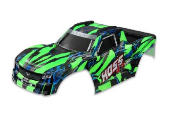 Traxxas Body, Hoss 4X4 VXL, green/ window, grille, lights decal sheet (assembled with front &amp; rear b