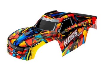 Traxxas Body, Hoss 4X4 VXL, Solar Flare (painted, decals applied) (assembled with front &amp; rear body