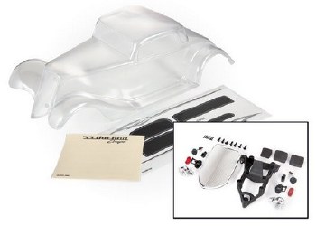 Traxxas Body, Factory Five '33 Hot Rod Coupe (clear, requires painting)/ foam pads (front &amp; rear)/ d