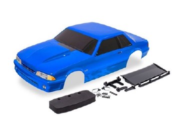 Traxxas Body, Ford Mustang, Fox Body, Blue (Painted, Decals Applied) (Includes Side Mirrors, Wing, W