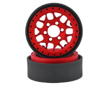 KMC XD127 Bully 1.9&quot; Beadlock Crawler Wheels (Red) (2)