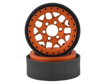 KMC XD127 Bully 1.9&quot; Beadlock Crawler Wheels (Orange) (2)
