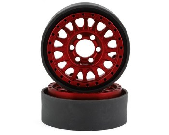 KMC KM445 Impact 1.9&quot; Beadlock Crawler Wheels (Red) (2)