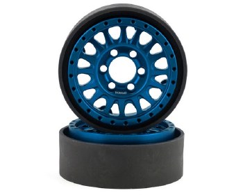 KMC KM445 Impact 1.9&quot; Beadlock Crawler Wheels (Blue) (2)