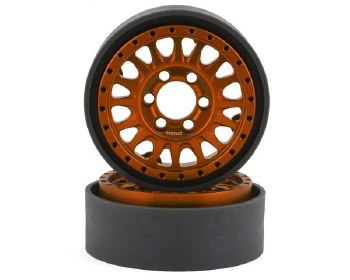 KMC KM445 Impact 1.9&quot; Beadlock Crawler Wheels (Orange) (2)