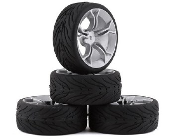 Spec T Pre-Mounted On-Road Touring Tires w/MS Wheels (Silver) (4)