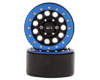 1.9&quot; Aluminum F-RG Beadlock Wheels w/12mm Hex (Black/Blue) (2)