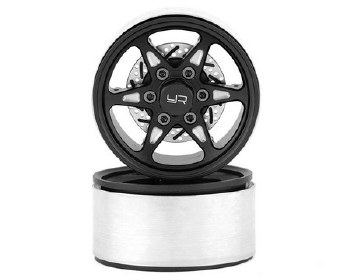 1.9&quot; Aluminum BXN 6 Spoke Beadlock Wheels w/Faux Rotors (Black) (2)
