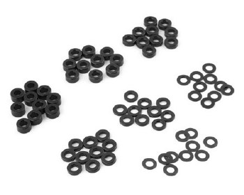 3x0.25/0.5/1.5/2/2.5/3mm Flat Washer Set (Black) (70)