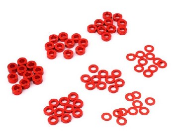 3x0.25/0.5/1.5/2/2.5/3mm Flat Washer Set (Red) (70)