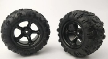 Tires &amp; wheels for the Dessert Rush and Lil' Monster 1/18. (1 pair)