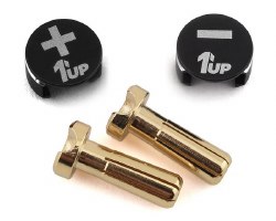 1UP Racing LowPro Bullet Plug Grips w/4mm Bullets (Black/Black)