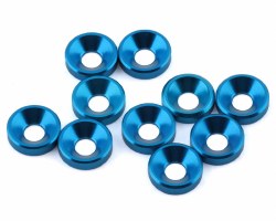 1UP Racing 3mm Countersunk Washers (Blue) (10)