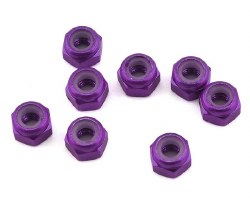 1UP Racing 3mm Aluminum Locknuts (Purple) (8)