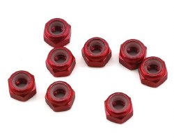 1UP Racing 3mm Aluminum Locknuts (Red) (8)