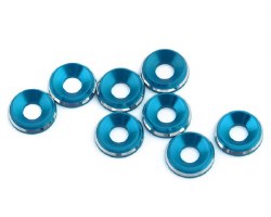 1UP Racing 3mm LowPro Countersunk Washers (Bright Blue Shine) (8)