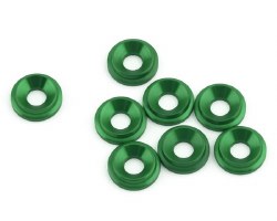 1UP Racing 3mm LowPro Countersunk Washers (Green) (8)