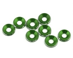 1UP Racing 3mm LowPro Countersunk Washers (Green Shine) (8)