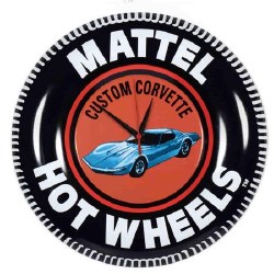 12? Hot Wheels Collector Button Tin Clock 2021 R1- Custom Corvette