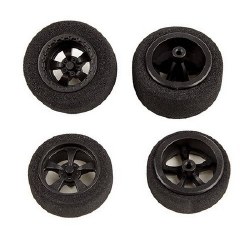 DR28 Pre-Mounted 1/28 Drag Tires (Black) (4)