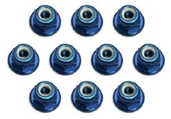 Factory Team 3mm Aluminum Flanged Locknut (Blue) (10)